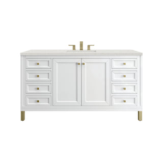 60 Inch Chicago Freestanding Vanity in Glossy White / Lime Delight Top