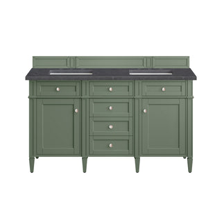 60 Inch Brittany Freestanding Vanity in Smokey Celadon / Charcoal Soapstone Top