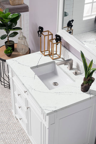 36 Inch Bristol Freestanding Vanity in Bright White / Ethereal Noctis Top