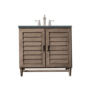 36 Inch Portland Freestanding Vanity in Whitewashed Walnut / Parisien Bleu Top