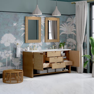 72 Inch Solene Freestanding Vanity in Seaside Oak / Ethereal Noctis Top