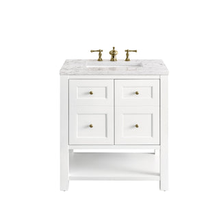 30 Inch Breckenridge Freestanding Vanity in Bright White / Eternal Jasmine Pearl Top