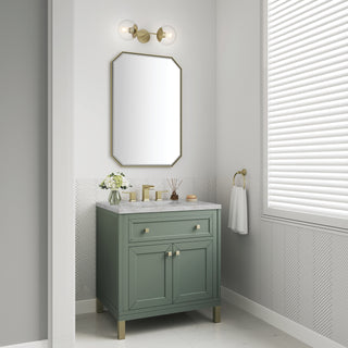30 Inch Chicago Freestanding Vanity in Smokey Celadon / Victorian Silver Top
