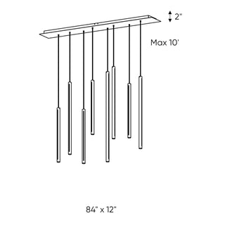 8 Light Square CCT LED Duo-Light Cylinder Pendant Cluster