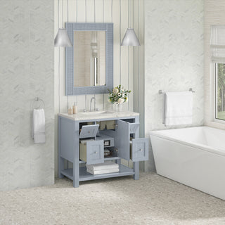 36 Inch Breckenridge Freestanding Vanity in Serenity Blue / Victorian Silver Top