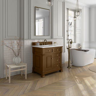 36 Inch Brookfield Freestanding Vanity in Honey Oak / Arctic Fall Top