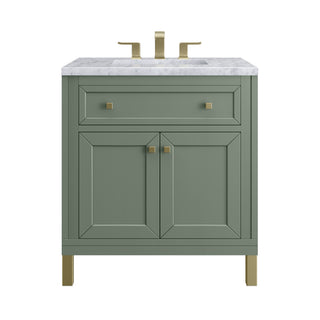 30 Inch Chicago Freestanding Vanity in Smokey Celadon / Carrara White Top