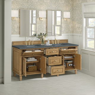 72 Inch Lorelai Freestanding Vanity in Light Natural Oak / Parisien Bleu Top