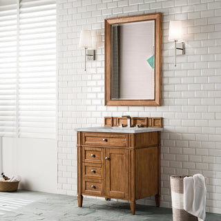 30 Inch Brittany Freestanding Vanity in Saddle Brown / Victorian Silver Top