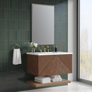 36 Inch Marcello Floating Vanity in Chestnut / White Zeus Top