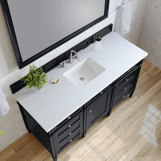 60 Inch Brittany Freestanding Vanity in Black Onyx / White Zeus Top