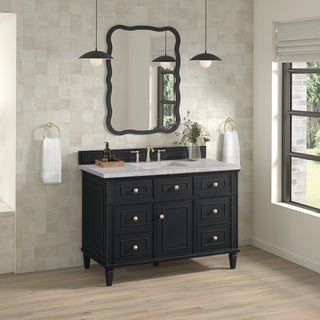 48 Inch Lorelai Freestanding Vanity in Black Onyx / Eternal Jasmine Pearl Top