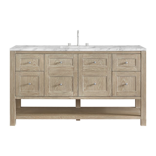 60 Inch Breckenridge Freestanding Vanity in Whitewashed Oak / Carrara White Top