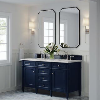 60 Inch Brittany Freestanding Vanity in Victory Blue / Victorian Silver Top