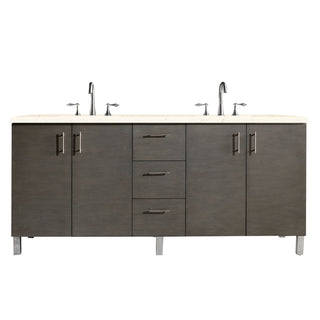 72 Inch Metropolitan Dual Mount Vanity in Silver Oak / Eternal Marfil Top