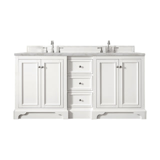 73.25 Inch De Soto Freestanding Vanity in Bright White / Victorian Silver Top