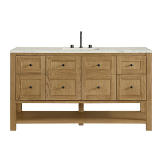 60 Inch Breckenridge Freestanding Vanity in Light Natural Oak / Victorian Silver Top