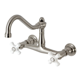 Vintage Wall-Mount Bathroom Faucet in Brushed Nickel