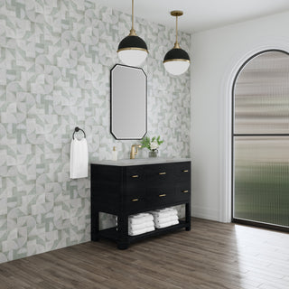 48 Inch Lucian Freestanding Vanity in Carbon Oak / Victorian Silver Top