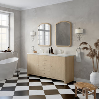 72 Inch Gracyn Freestanding Vanity in Coastal Driftwood / White Zeus Top