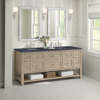72 Inch Breckenridge Freestanding Vanity in Whitewashed Oak / Charcoal Soapstone Top