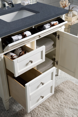 36 Inch Brittany Freestanding Vanity in Bright White / Charcoal Soapstone Top