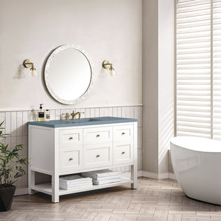 48 Inch Breckenridge Freestanding Vanity in Bright White / Cala Blue Top