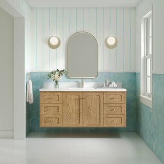 60 Inch Laurent Dual Mount Vanity in Light Natural Oak / White Zeus Top