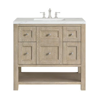 36 Inch Breckenridge Freestanding Vanity in Whitewashed Oak / Ethereal Noctis Top
