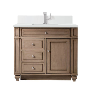 36 Inch Bristol Freestanding Vanity in Whitewashed Walnut / White Zeus Top