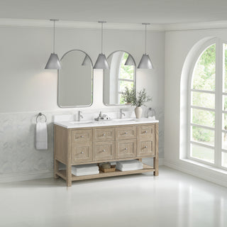 60 Inch Breckenridge Freestanding Vanity in Whitewashed Oak / White Zeus Top