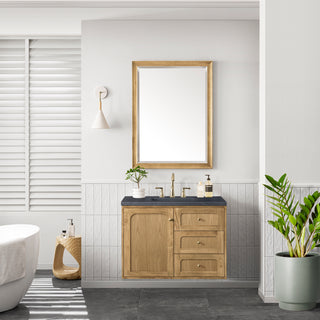36 Inch Laurent Dual Mount Vanity in Light Natural Oak / Charcoal Soapstone Top