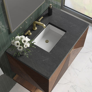 36 Inch Marcello Floating Vanity in Chestnut / Charcoal Soapstone Top
