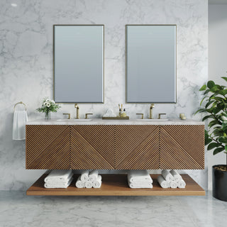 72 Inch Marcello Floating Vanity in Chestnut / Victorian Silver Top