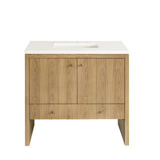 36 Inch Hudson Freestanding Vanity in Light Natural Oak / White Zeus Top