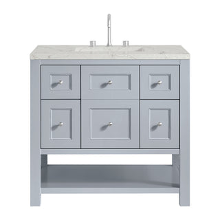 36 Inch Breckenridge Freestanding Vanity in Serenity Blue / Victorian Silver Top