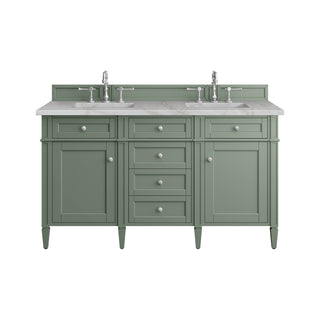 60 Inch Brittany Freestanding Vanity in Smokey Celadon / Victorian Silver Top