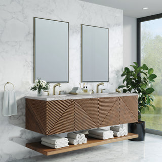 72 Inch Marcello Floating Vanity in Chestnut / Victorian Silver Top