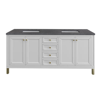 72 Inch Chicago Freestanding Vanity in Glossy White / Charcoal Soapstone Top