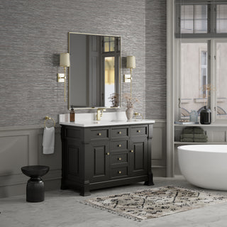 48 Inch Brookfield Freestanding Vanity in Black Onyx / White Zeus Top