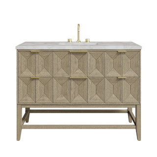 48 Inch Emmeline Freestanding Vanity in Pebble Oak / Victorian Silver Top