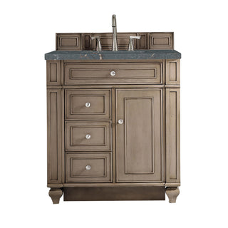 30 Inch Bristol Freestanding Vanity in Whitewashed Walnut / Parisien Bleu Top