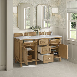 60 Inch Lorelai Freestanding Vanity in Light Natural Oak / Ethereal Noctis Top