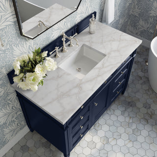 48 Inch Brittany Freestanding Vanity in Victory Blue / Victorian Silver Top