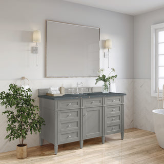 60 Inch Brittany Freestanding Vanity in Urban Gray / Parisien Bleu Top
