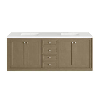 72 Inch Chicago Freestanding Vanity in Walnut Whisper / White Zeus Top