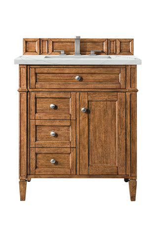 30 Inch Brittany Freestanding Vanity in Saddle Brown / Ethereal Noctis Top