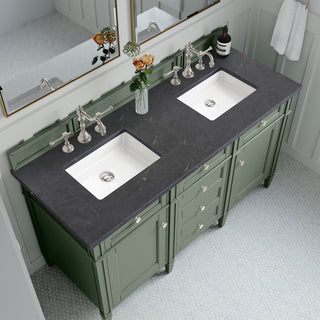 60 Inch Brittany Freestanding Vanity in Smokey Celadon / Charcoal Soapstone Top