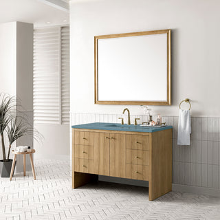 48 Inch Hudson Freestanding Vanity in Light Natural Oak / Cala Blue Top