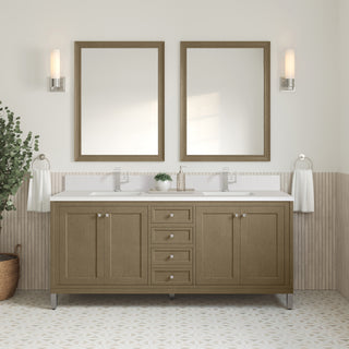 72 Inch Chicago Freestanding Vanity in Walnut Whisper / White Zeus Top